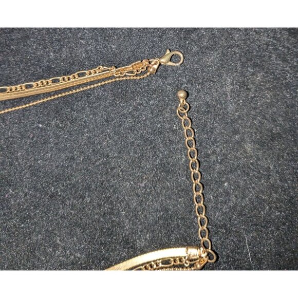 Layered Gold/Copper-Tone Necklace with Rectangular Pendant & Adjustable Chain - Picture 6 of 9